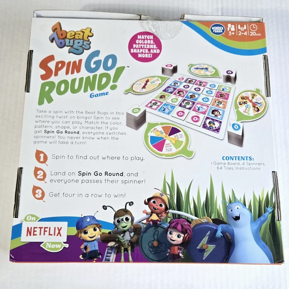 Beat Bugs Spin Go Round Game Kids Board Game Ages 3+ Complete 2-4 Players
